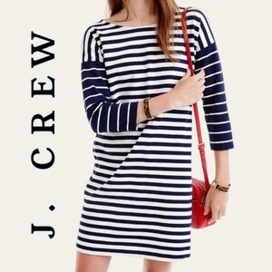 J. Crew Navy and White Striped Long Sleeve Dress, very GUC